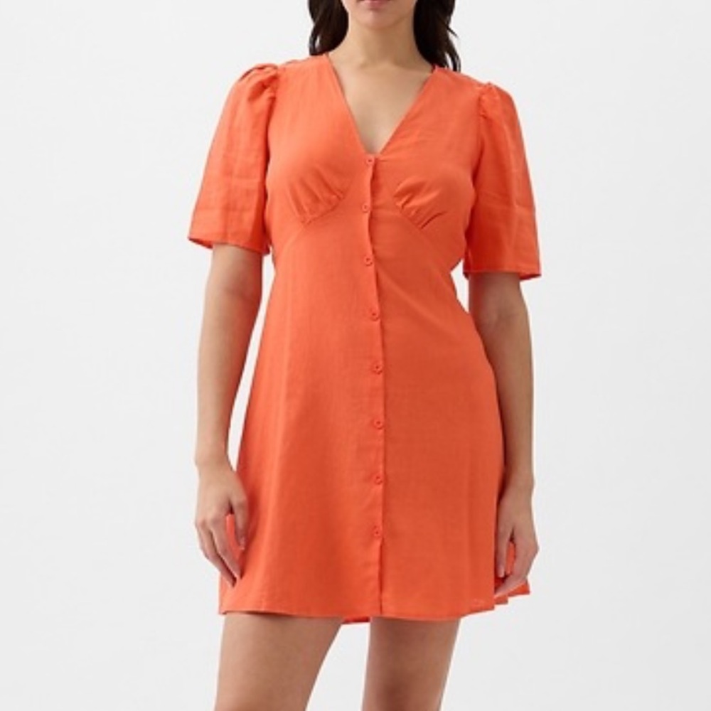 NWT GAP Button V-Neck Linen Blend Dress Size Large